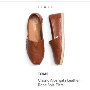 Toms Classic Alpargata Leather Rope Sole Flats