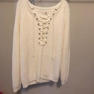Lace up sweater