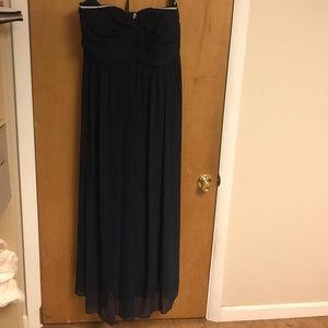 Navy blue Bill Levkoff bridesmaid dress