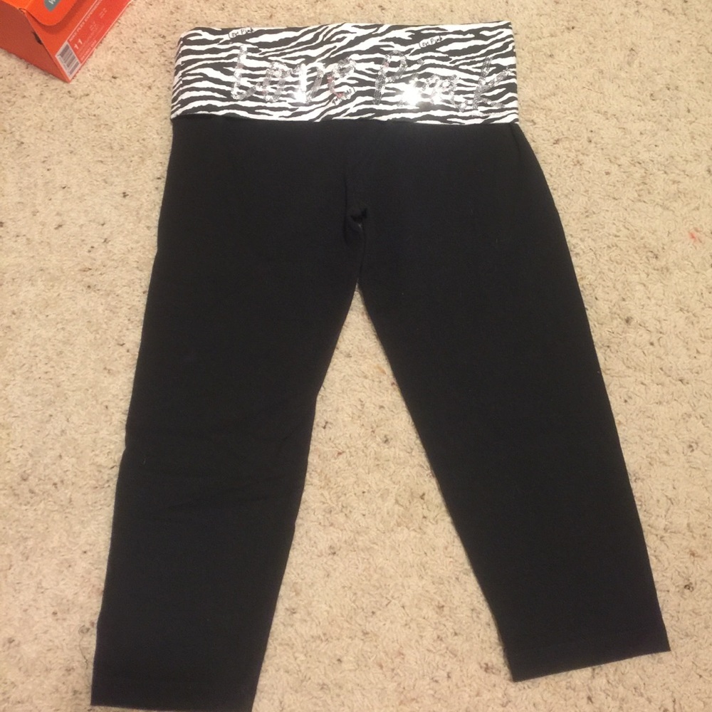 VS Pink zebra *bling* capris size small