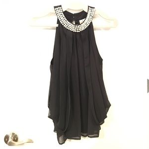 Adiva Chiffon & Pearl Sleeveless Blouse, Size M Adiva Chiffon & Pearl Sleeveless Blouse, Size M