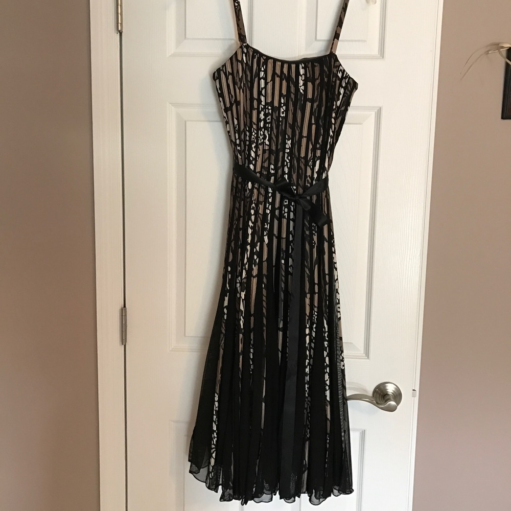 Strapy-satin dress w/flowing pleats size: 10