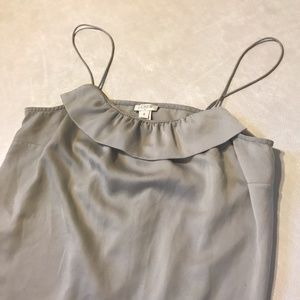 j. crew ruffle tank blouse brown / taupe