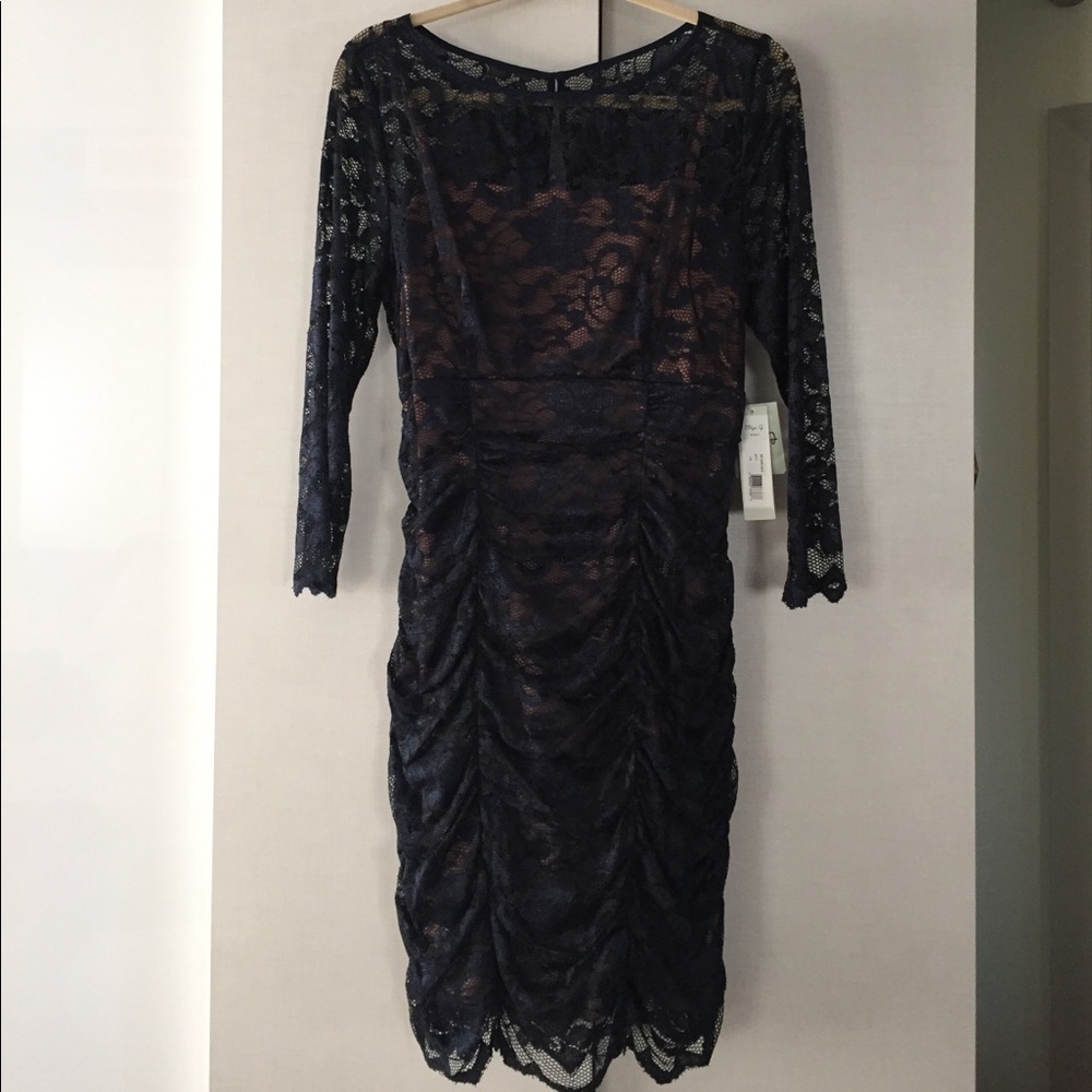 Navy Lace Naked Dress Eliza J