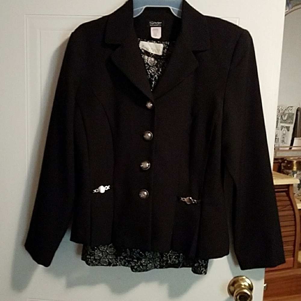 2pc Fitted Poly jacket sz 10,blk& silver ss XL top