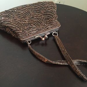 Cache chocolate brown bead purse