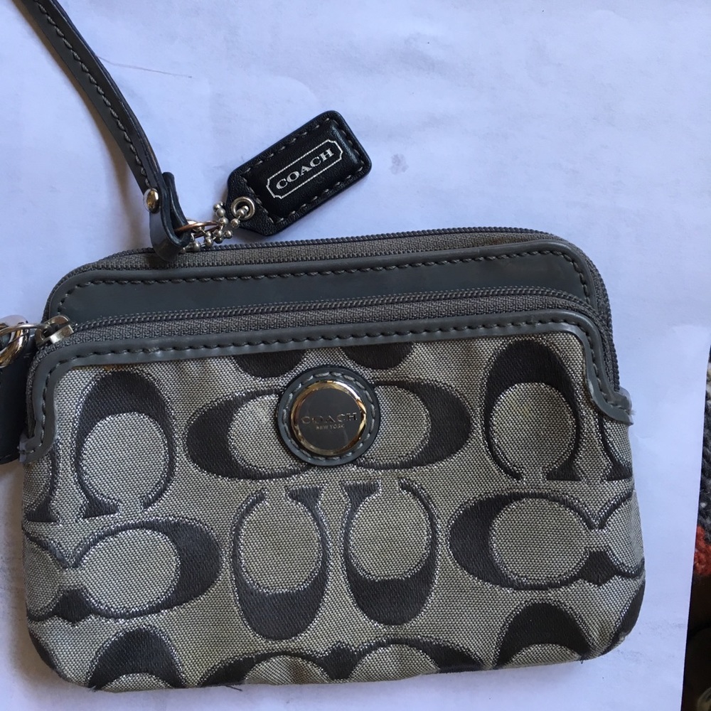 Coach wristlet silver grey