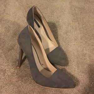 Forever 21 Gray Suede Pointed Toe Heels