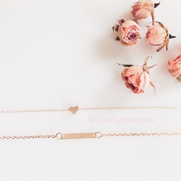 Set of bar and heart ❤️ pendant necklaces - Picture 2 of 3