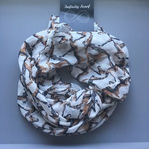 Infinity scarf- white with horse design