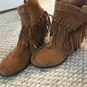 Suede fringe ankle booties