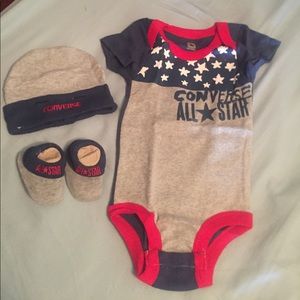 BABY Converse 3 pc set in vintage heather