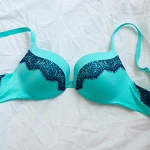 Teal and Navy Lace Push up Bra
