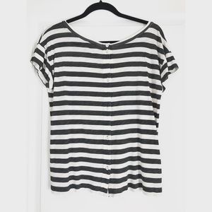 J.Crew Navy & White Stripe Button Back T-Shirt