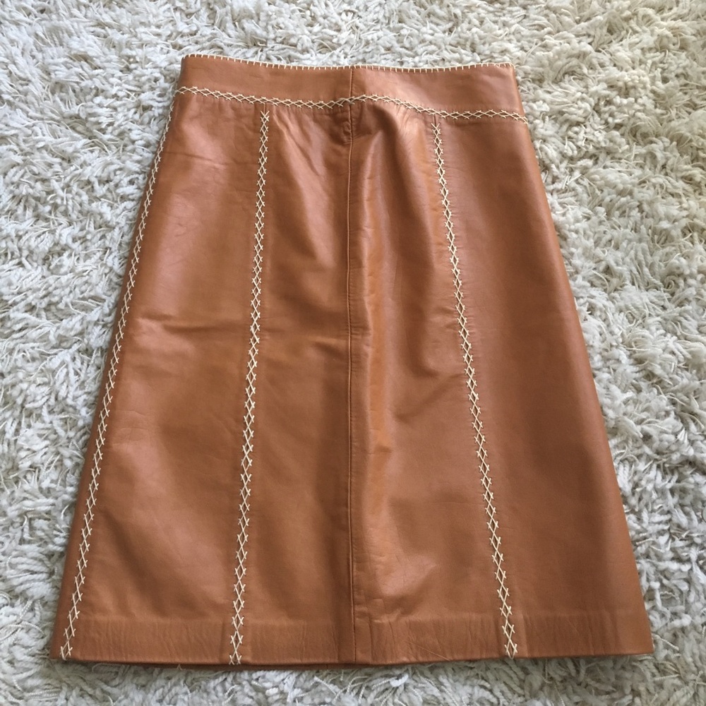 Real Leather Tan Pencil Skirt