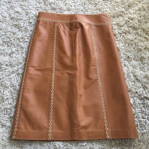 Real Leather Tan Pencil Skirt