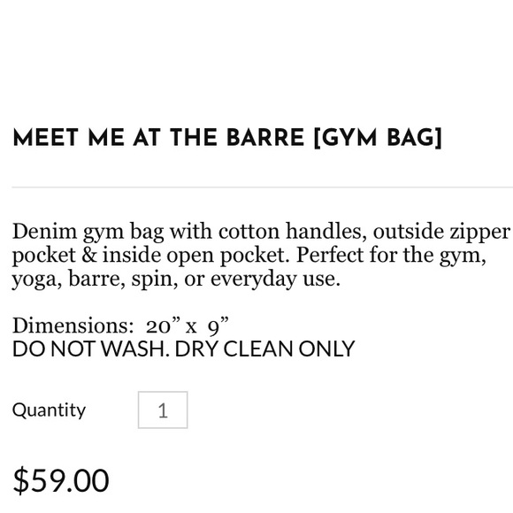 Private Party 'Meet me at the Barre' Denim Gym Bag - Picture 3 of 3