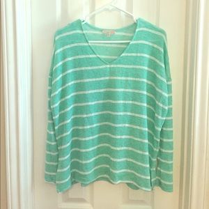 Gianni Bini Mint & White Striped Top