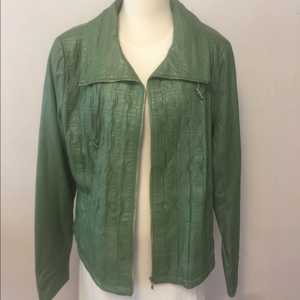 PEARL GREEN LEATHER JACKET