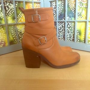 Fall and winter midi leather boots