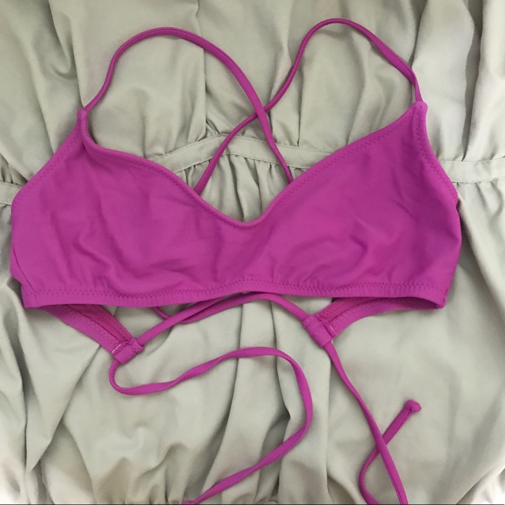 Cute Purple Swim Top w/ Criss Cross Tie Up Back