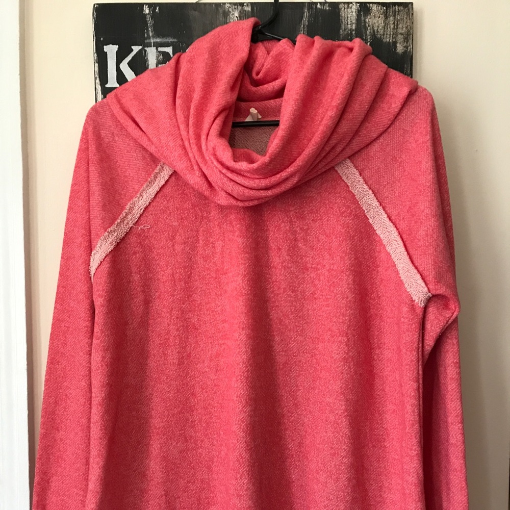 Cowl neck pink sweatshirt