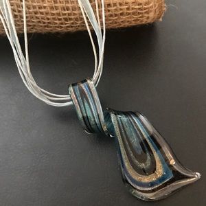 Stunning Handblown Glass Pendant Necklace