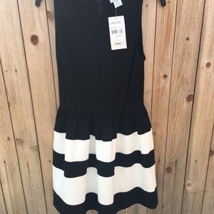 Black and white block dress