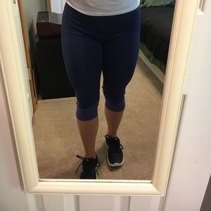 Adidas blue and purple cropped leggings