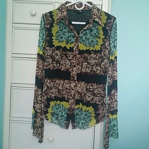 Jean Paul Gaultier Long Sleeve Floral Blouse M Jean Paul Gaultier Long Sleeve Floral Blouse M