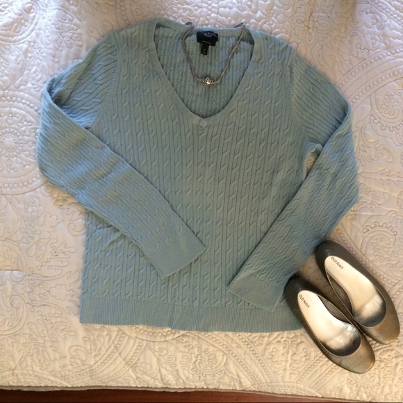 Talbots's MP Light Blue Pima Cotton Vneck sweater - Picture 1 of 3