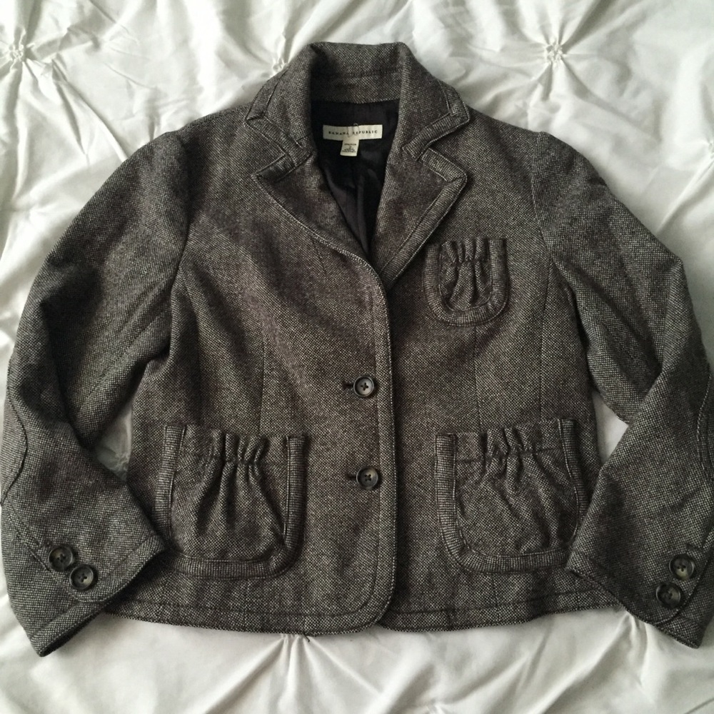 Banana Republic Brown Wool Crop Blazer
