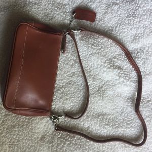 Brown leather coach purse
