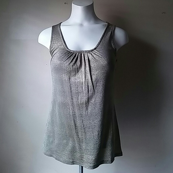Banana Republic Tops - Banana Republic Metallic Olive Stretch Tank Top