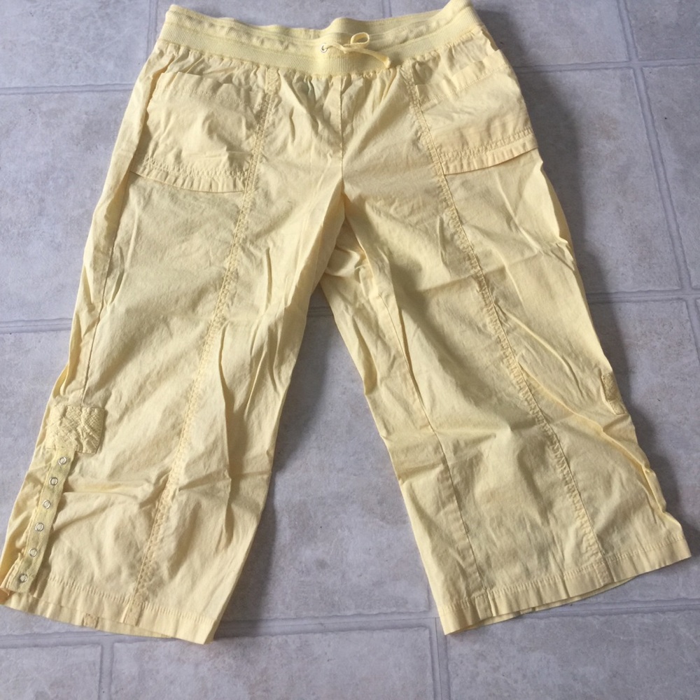 Yellow Pull-on Cargo Capris