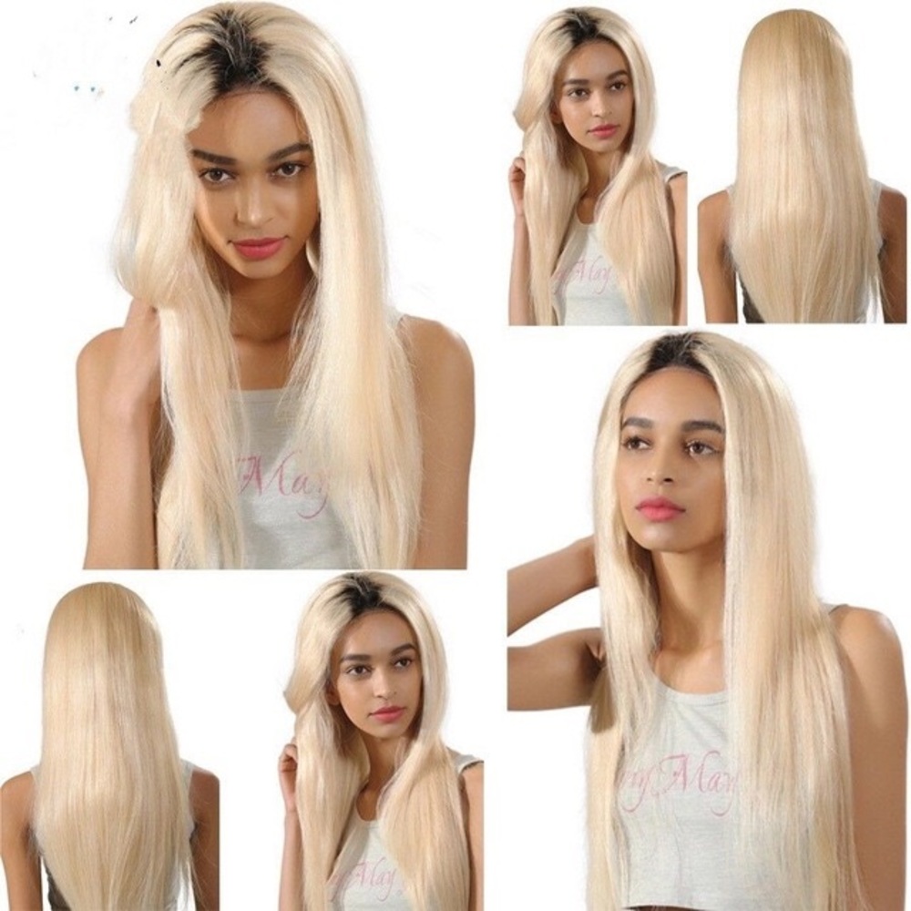 Human Hair Wig Glueless Lace Ash Blonde Brown