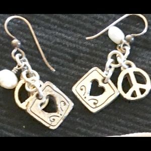 Brighton love peace and pearl earrings