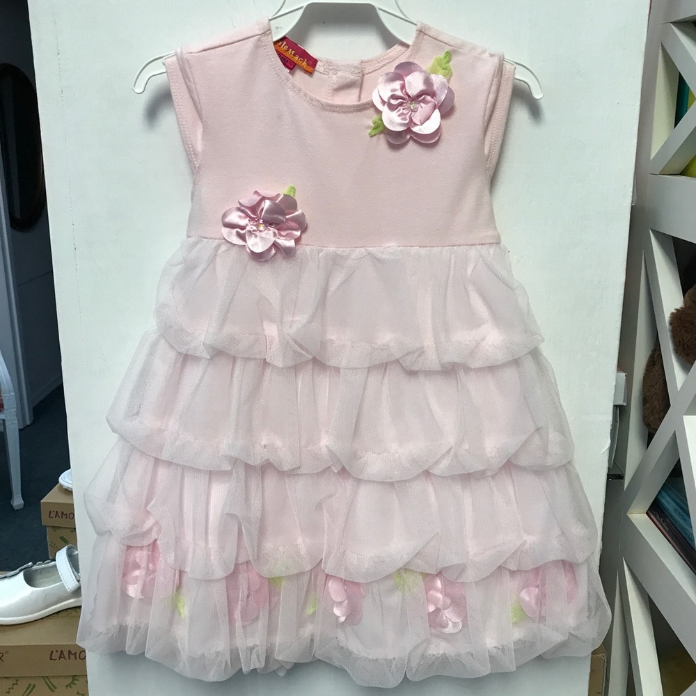 Pink dress with ruffle skirt