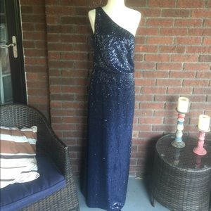 RALPH LAUREN FORMAL GOWN BLUE W/SEQUINS