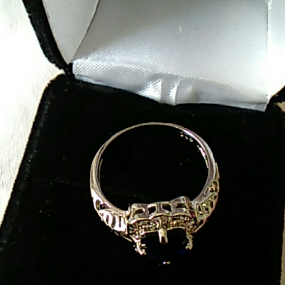 8 Royal blue gem stone ring filigree sapphire 925 - Picture 3 of 4