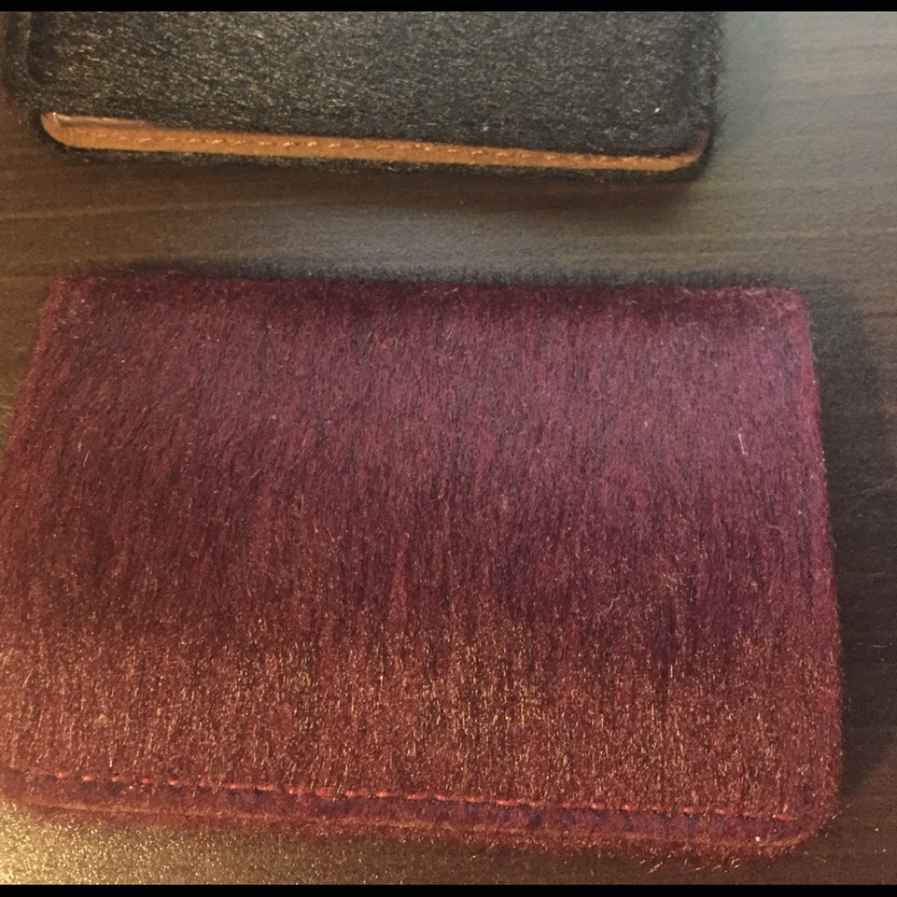 Cowhide burgundy card case