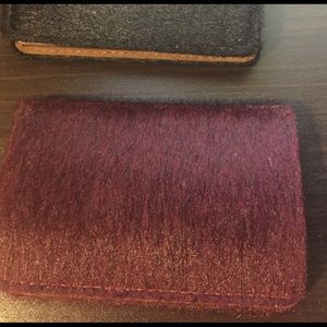 Cowhide burgundy card case