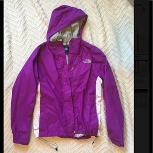 SOLD...The North Face magenta rain jacket, hyvent