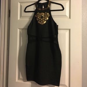 Black and gold bodycon dress