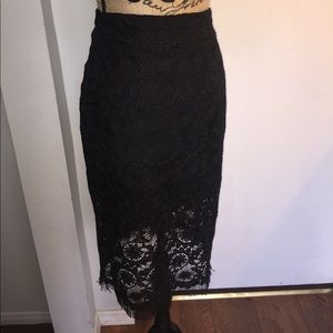 Black lace high rise skirt