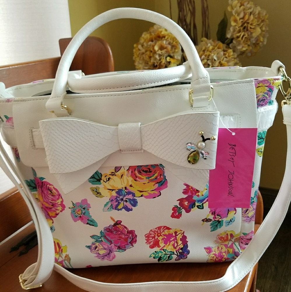 Betsey Johnson Floral Belted Bow Tote