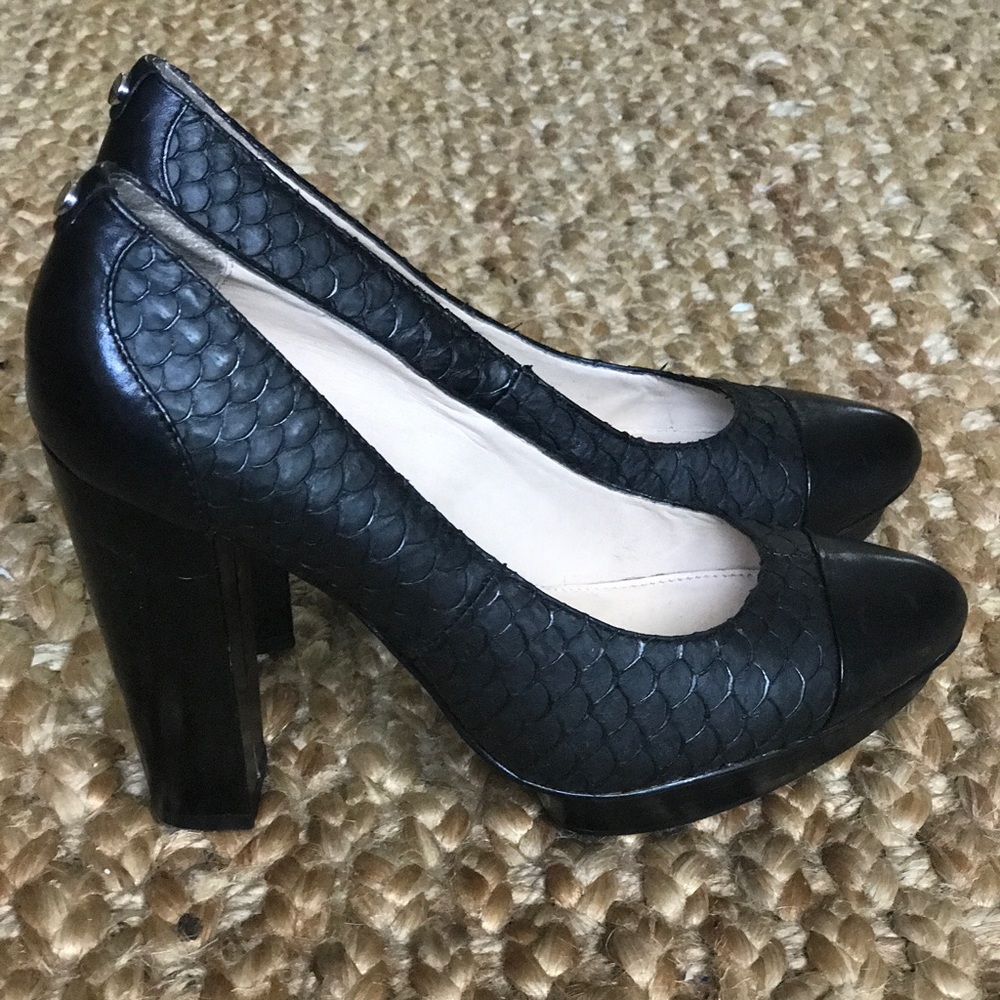 Calvin Klein black snakeskin platform pump