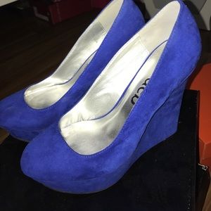 Cobalt blue heel wedges