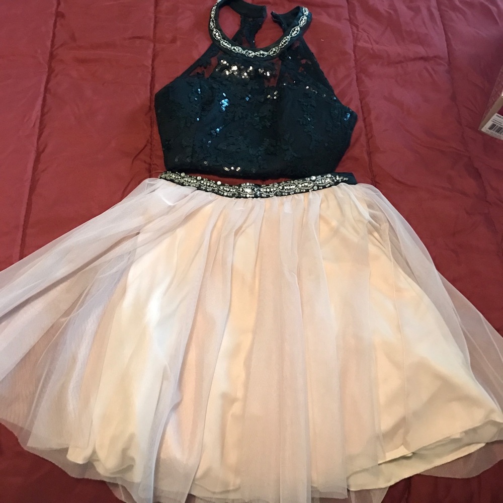 Black & peach homecoming/ formal dress