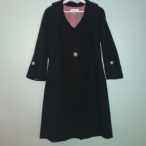 Never Worn Black Cotton Overcoat with Gold Buttons